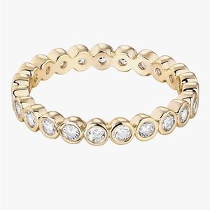 14K Gold Plated CZ Eternity Ring 2.8mm Stackable Dainty Wedding Band Sparkly